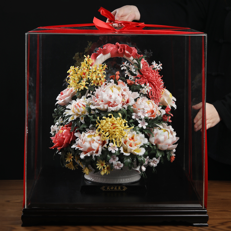 百花齐放陶瓷摆件可定制祝福语