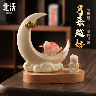 饰摆件生日礼盒纪念日伴手礼公司送礼 祝福礼物月来越好月亮兔子装