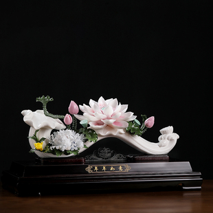 手工陶瓷年年如意擺件客廳玄關(guān)書(shū)房酒柜裝 新中式 飾品開(kāi)業(yè)喬遷送禮