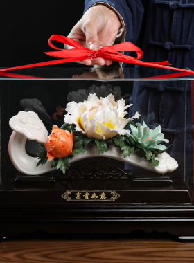 新中式手工富贵如意摆件陶瓷花电视柜装饰如意乔迁新居送礼礼品