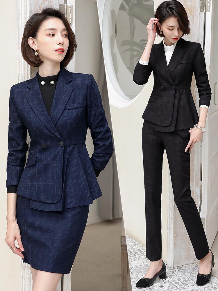 职业装气质春季时尚高端正装西服套装女装上班格子经理工作服西装