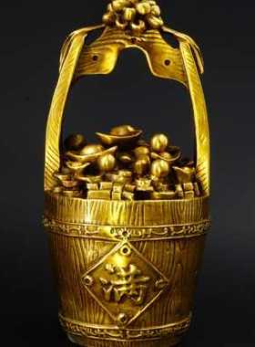 慈风阁纯铜一桶金招财摆件店铺开张开业礼物客厅桌面摆设送礼工厂