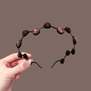 韩国发卡进口水钻防滑发箍细边钢丝气质水晶成人头箍简约发夹头饰