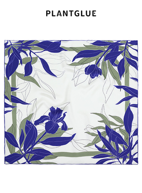 植花PLANT 鸢尾暮影 花卉真丝丝巾女 新款蚕桑丝中方巾母亲节礼物