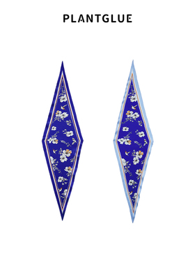 植花PLANT 倾听花语 原创丝巾女春夏季 法式真丝桑蚕丝菱形巾系脖