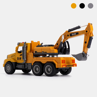 合金挖掘机玩具汽车工程车吊机搅拌车仿真起吊车模型套装 3岁4岁