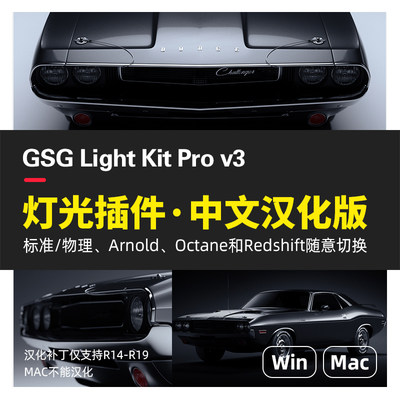 GSG灰猩猩C4D灯光预设插件中文汉化版Light Kit Pro v3 WIN C3123