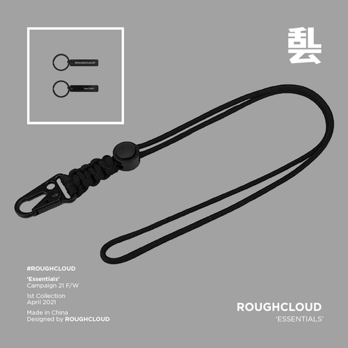 ROUGHCLOUD Черный плетеный брелок, защитный длинный ремешок