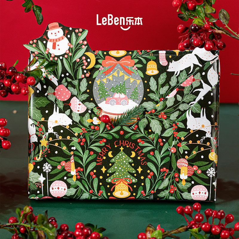 乐本·欢乐圣诞颂包装纸礼物盒礼品纸鲜花花束纸ins生日圣诞节礼盒
