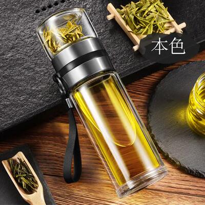 楠卡乐茶水分离泡茶杯泡茶专用双层玻璃杯子男女士便携过滤