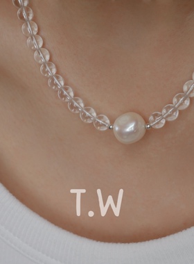 珍珠水晶串珠女复古项链