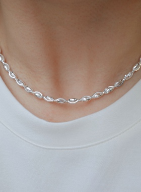 925纯银串珠女爆闪项链