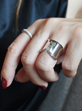 V字光面高级感纯银戒指女