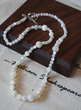 复古气质流光白蝶贝串珠项链