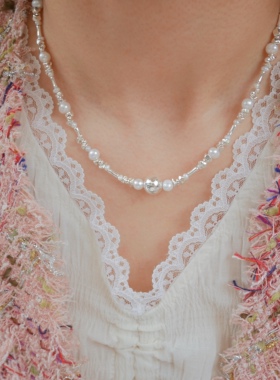 925纯银珍珠女法式项链