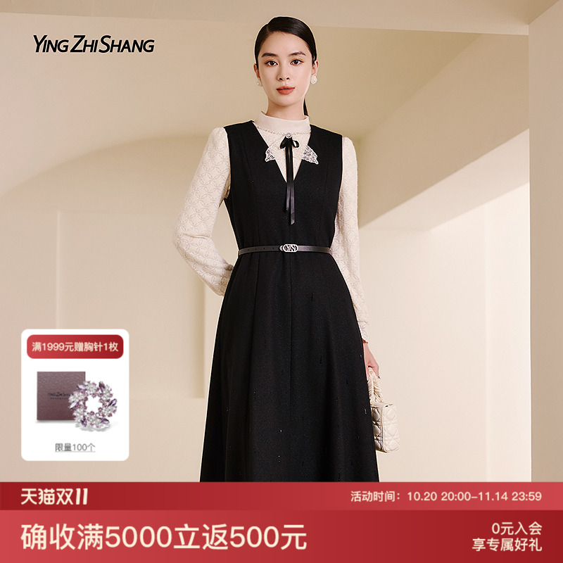 赢智尚气质黑色无袖背心连衣裙子