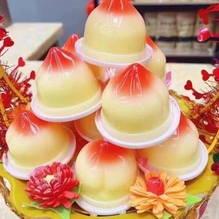 潮汕桃子果冻拜月娘寿桃仙桃果冻大杯桃心果冻零食网红心型