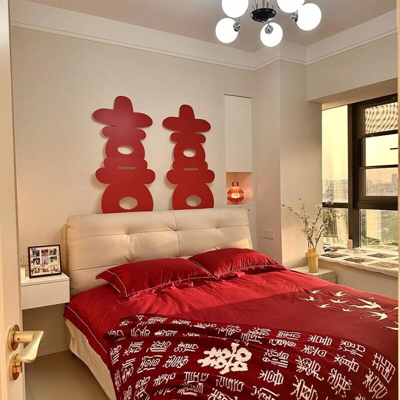 结婚婚房布置装饰婚礼kt板喜字贴