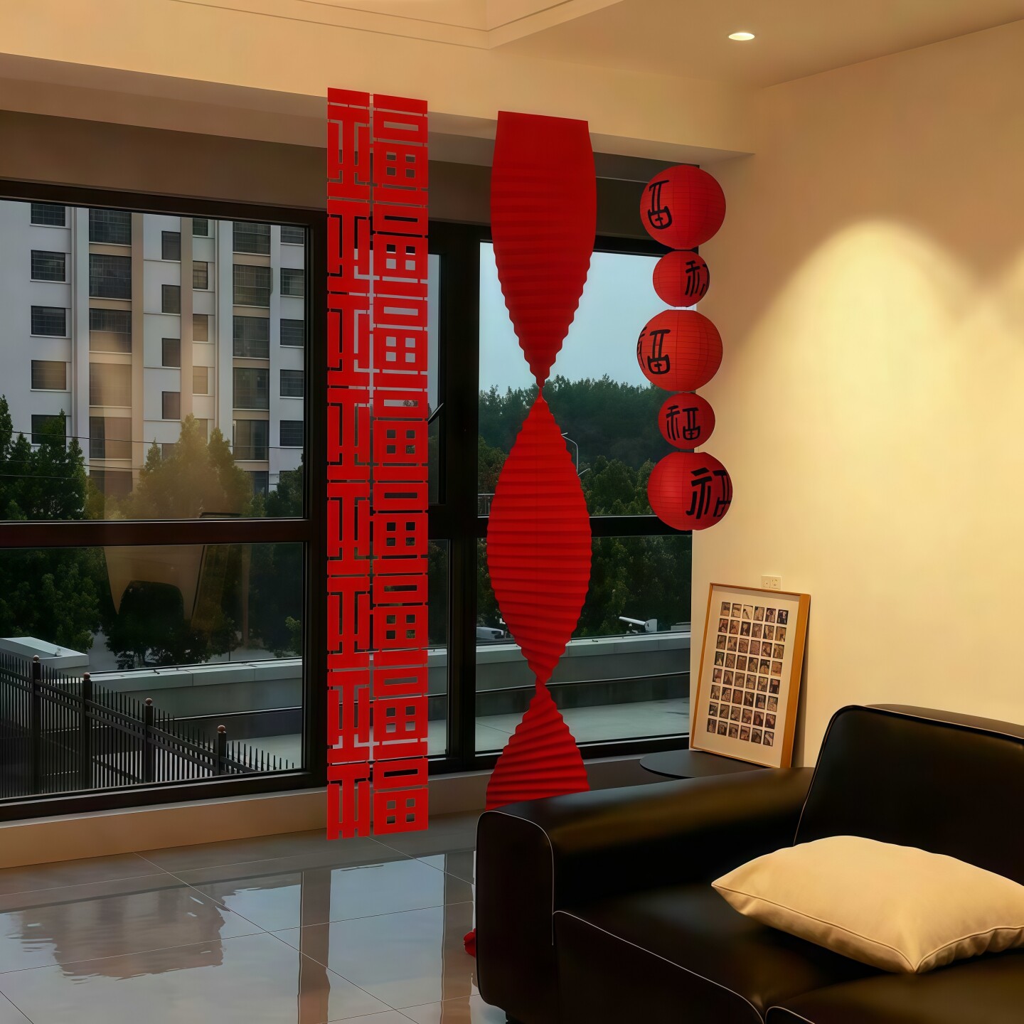 乔迁之喜新房布置客厅挂件长条折扇福字挂饰搬家入宅装饰节日用品