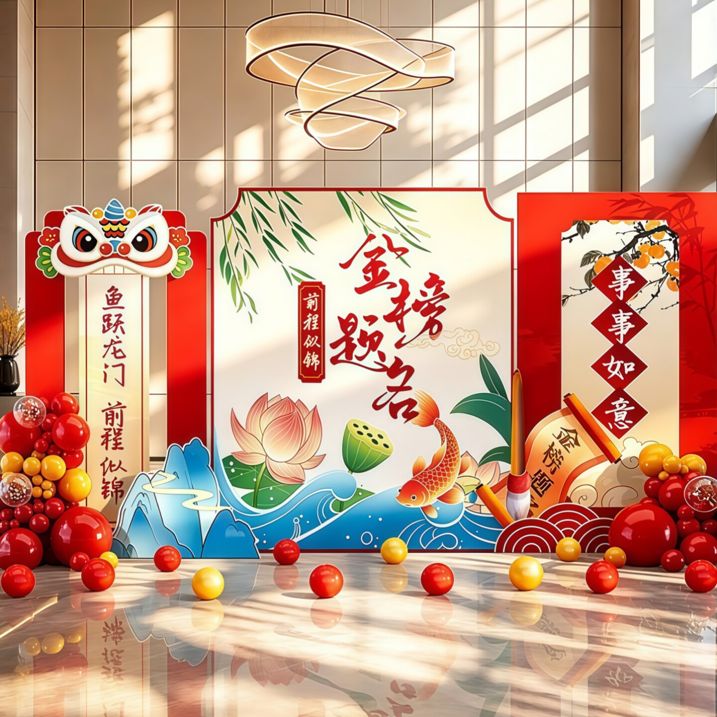 升学宴金榜题名气球背景墙KT板