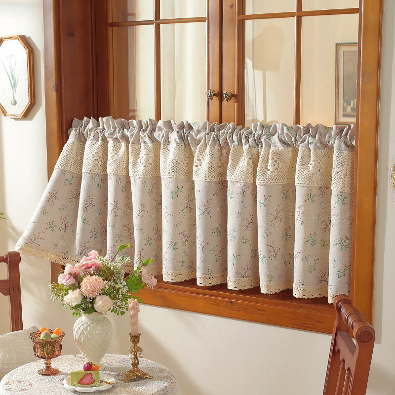 日式门帘棉麻家用客厅短帘隔断帘免打孔撑杆布帘厨房卧室阳台遮光