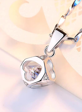 爱情魔方项链足银立体吊坠锁骨链