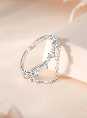 双层链条戒指纯银小众简约风女戒