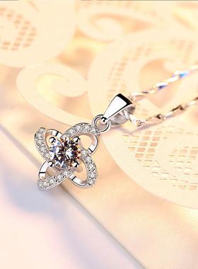 四叶草足银项链轻奢小众锁骨链女