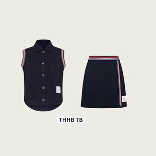【赠运费险】THHB TB柔软珠地棉撞色无袖背心T恤开衫A字型半身裙