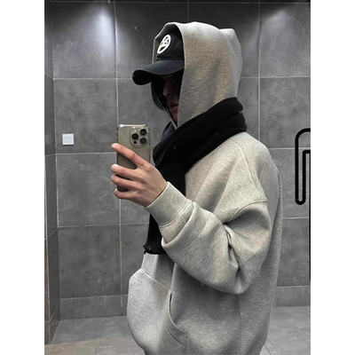 特大码男装300斤花灰色卫衣男