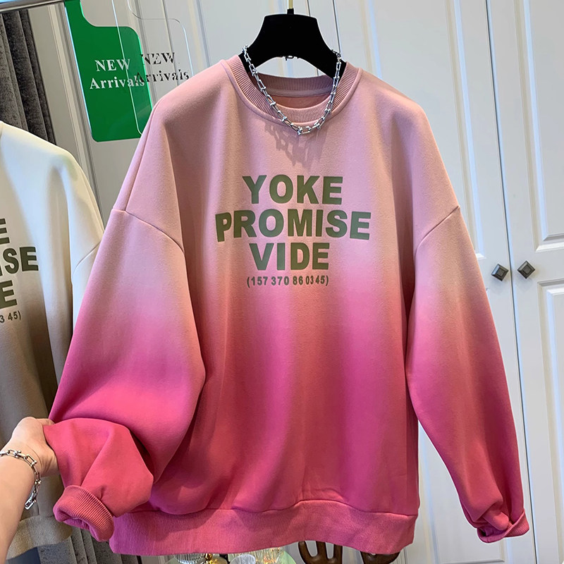 特大码300斤多巴胺渐变粉色卫衣男女秋冬季宽松圆领加绒加厚上衣2,男装,卫衣,淘宝优惠券,粉丝福利购,淘宝优惠卷