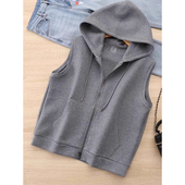 特大码 300斤双头拉链宽松简约休闲连帽马甲男女春秋无袖 上衣马夹2