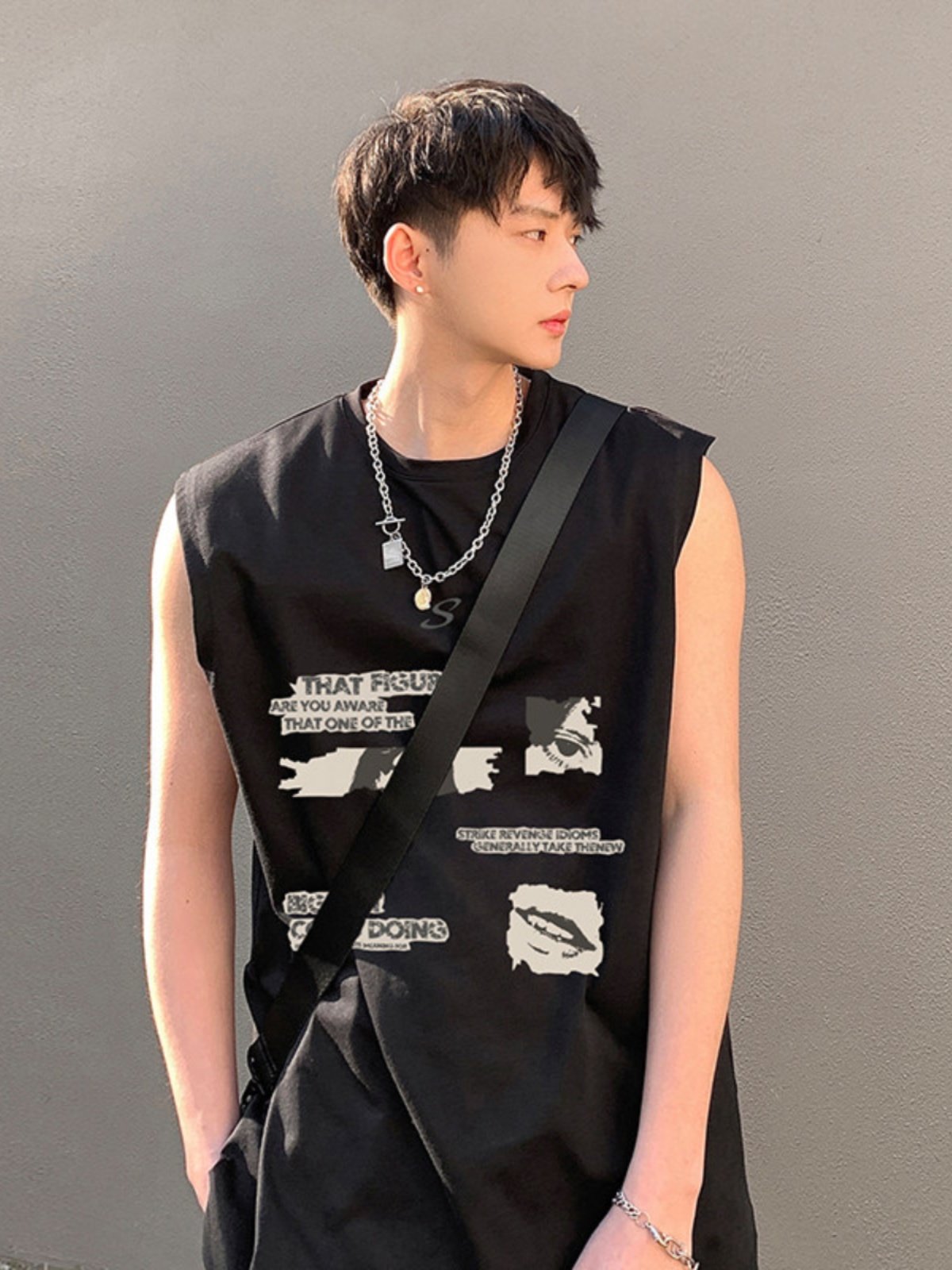 300斤大码男装美式复古朋克印花背心男款夏季运动潮牌宽松坎肩t恤,男装,背心,淘宝优惠券,粉丝福利购,淘宝优惠卷