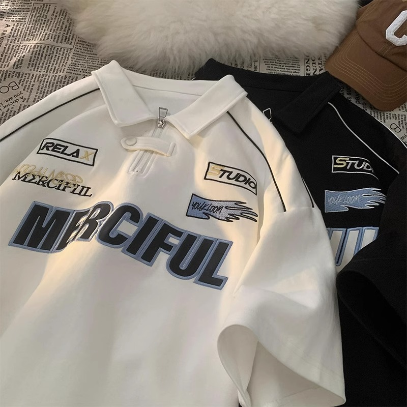 特大码300斤翻领短袖T恤男女夏季