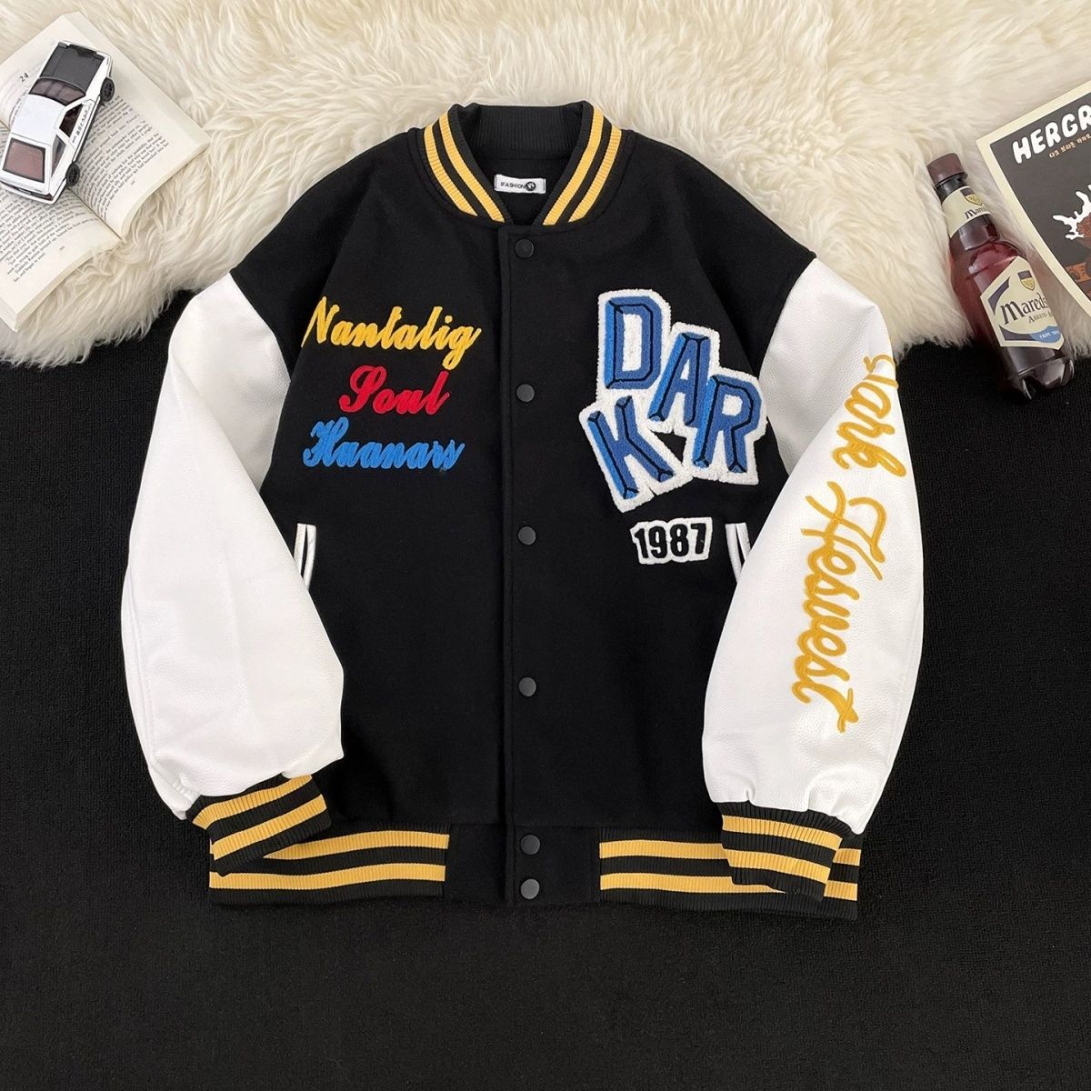 特大码300斤字母刺绣青少年夹克