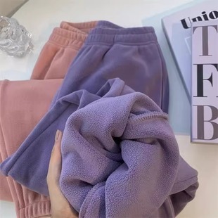 特大码300斤双面加厚摇粒绒长裤男女装秋冬宽松外穿保暖家居裤子2