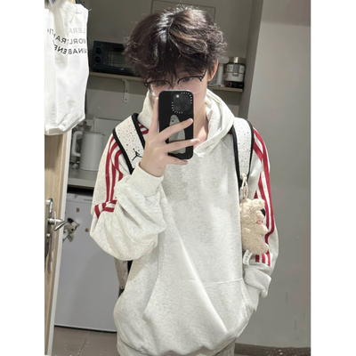 特大码300斤三条杠男生卫衣秋冬