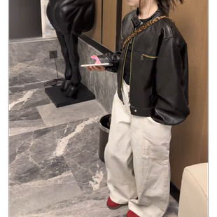 洋气衣服 潮酷穿搭上衣大童女孩春季 女童皮衣外套2026新款 儿童春装