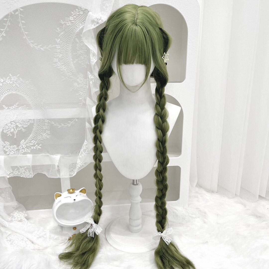 绿色假发女Lolita超长1米羊毛卷网红摄影写真森系cos长卷发全头套