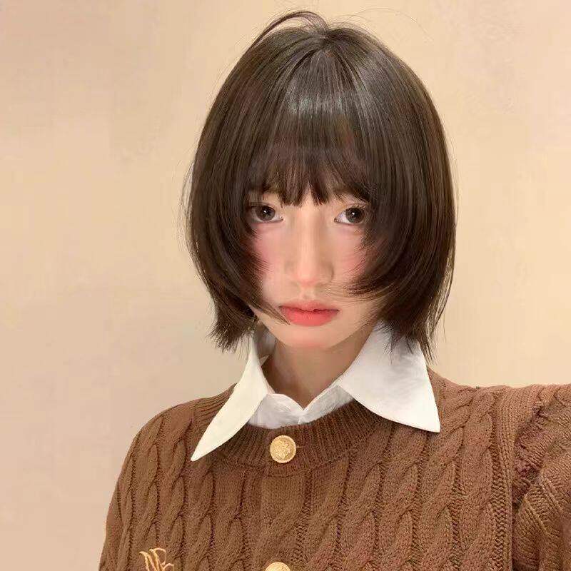 假发女头套层次短发hanni同款少女感整顶假发上杉绘梨衣cos波波头