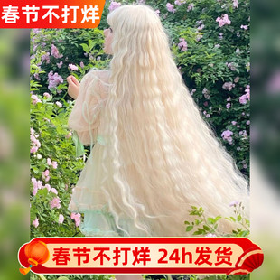 纤韵1米m超长卷发浅金色假发全头套女lolita洛丽塔水波纹影楼毛娘