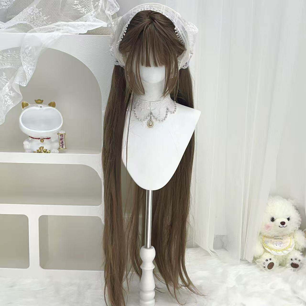 纤韵佳人假发女蜜茶亚麻显白减龄Lolita万用jk少女长直发全头套式