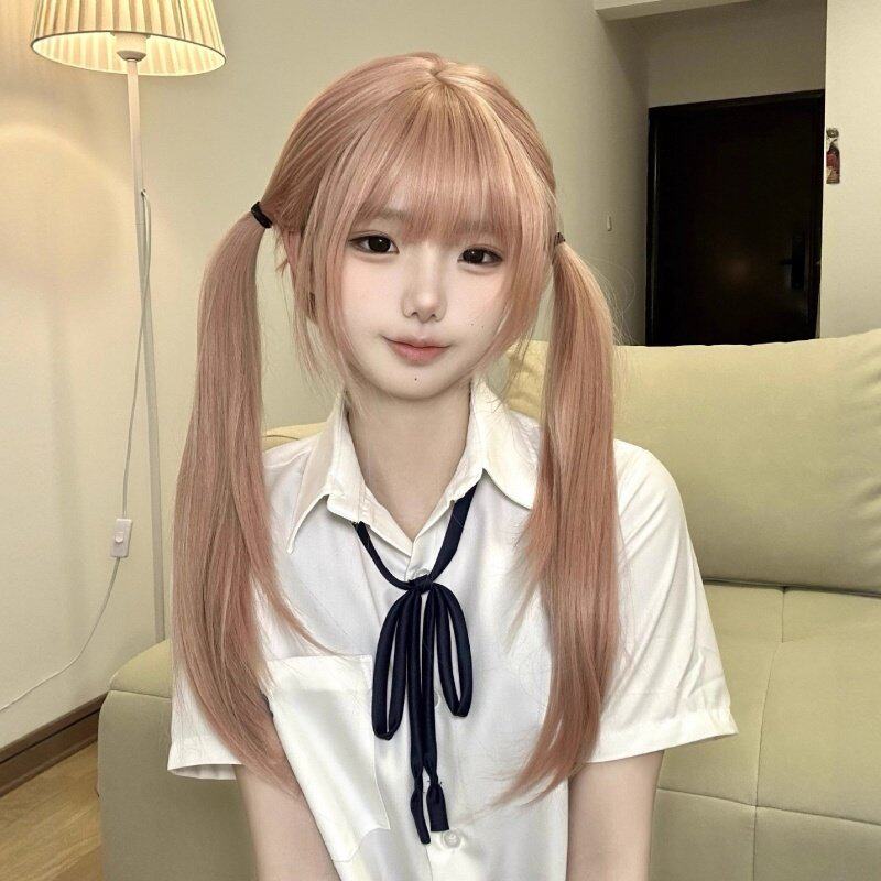 纤韵佳人假发女长发西柚粉显白Lolita网红辣妹jk自然长直发全头套