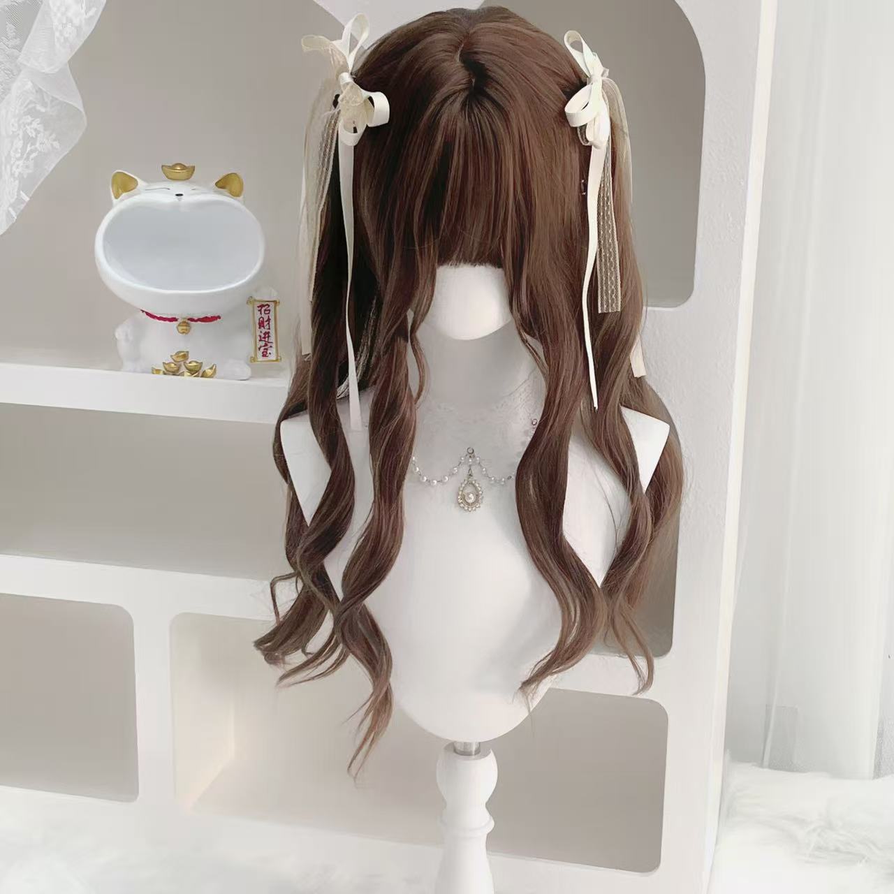 【显白魔法】纤韵佳人假发女蜜茶色少萝Lolita水波纹氛围感全头套