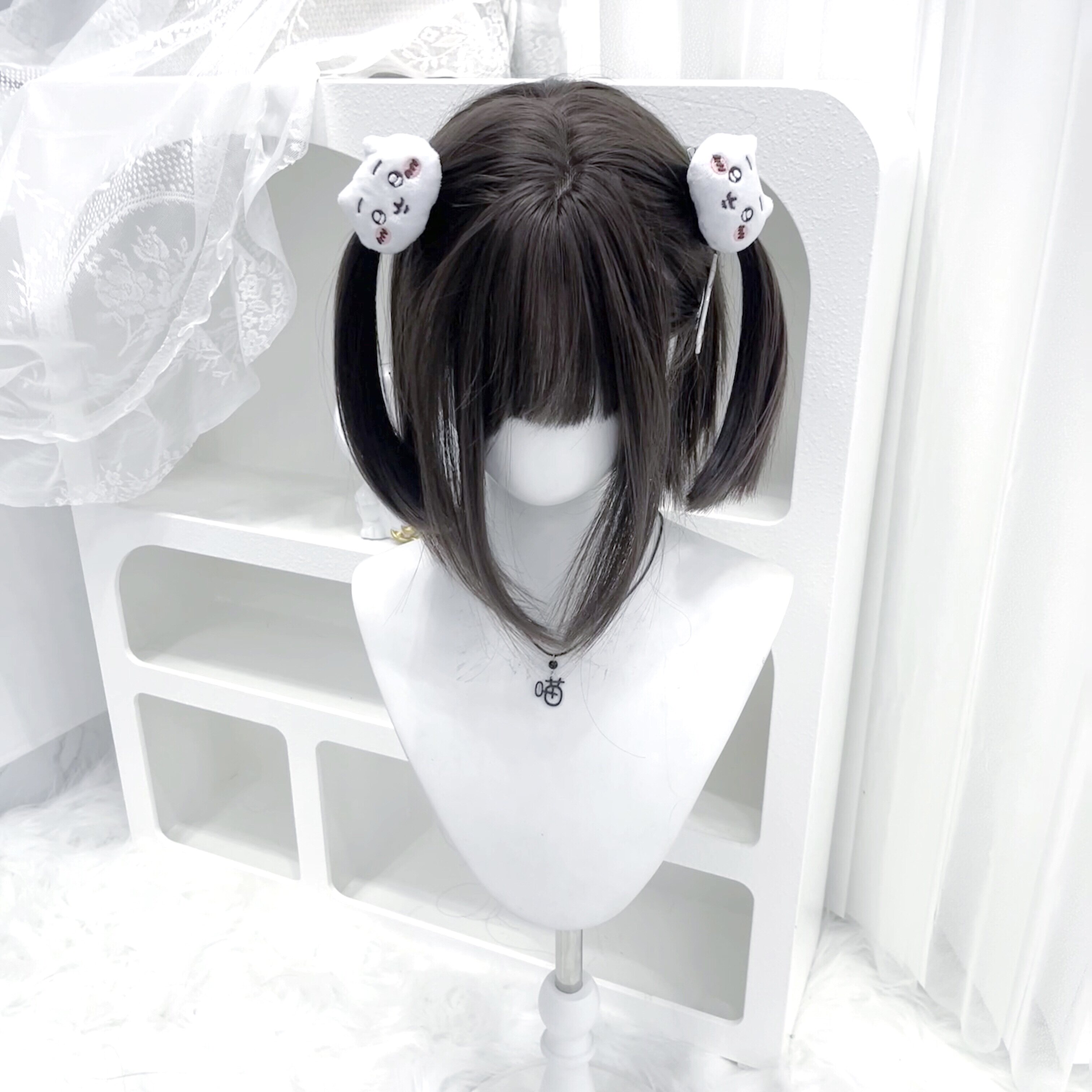 纤韵佳人假发女网红少萝lolita冷棕色日常30cm短直发JK减龄全头套