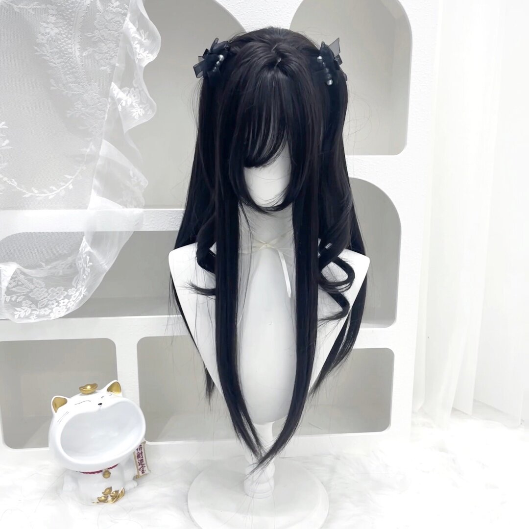 纤韵佳人lolita假发女长发自带小啾啾日常黑棕色长直发70cm全头套