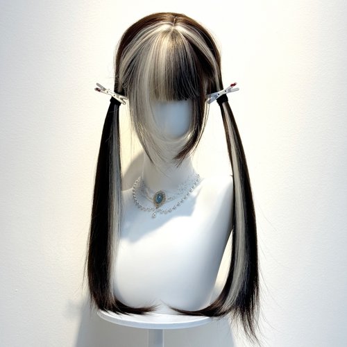 纤韵佳人假发女洛丽塔双马尾长直发60cm巧克力挑染金色网红少萝jk