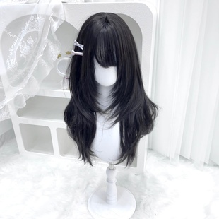 纤韵佳人假发女长发自然仿真漫感高层次黑长直发日系lolita全头套