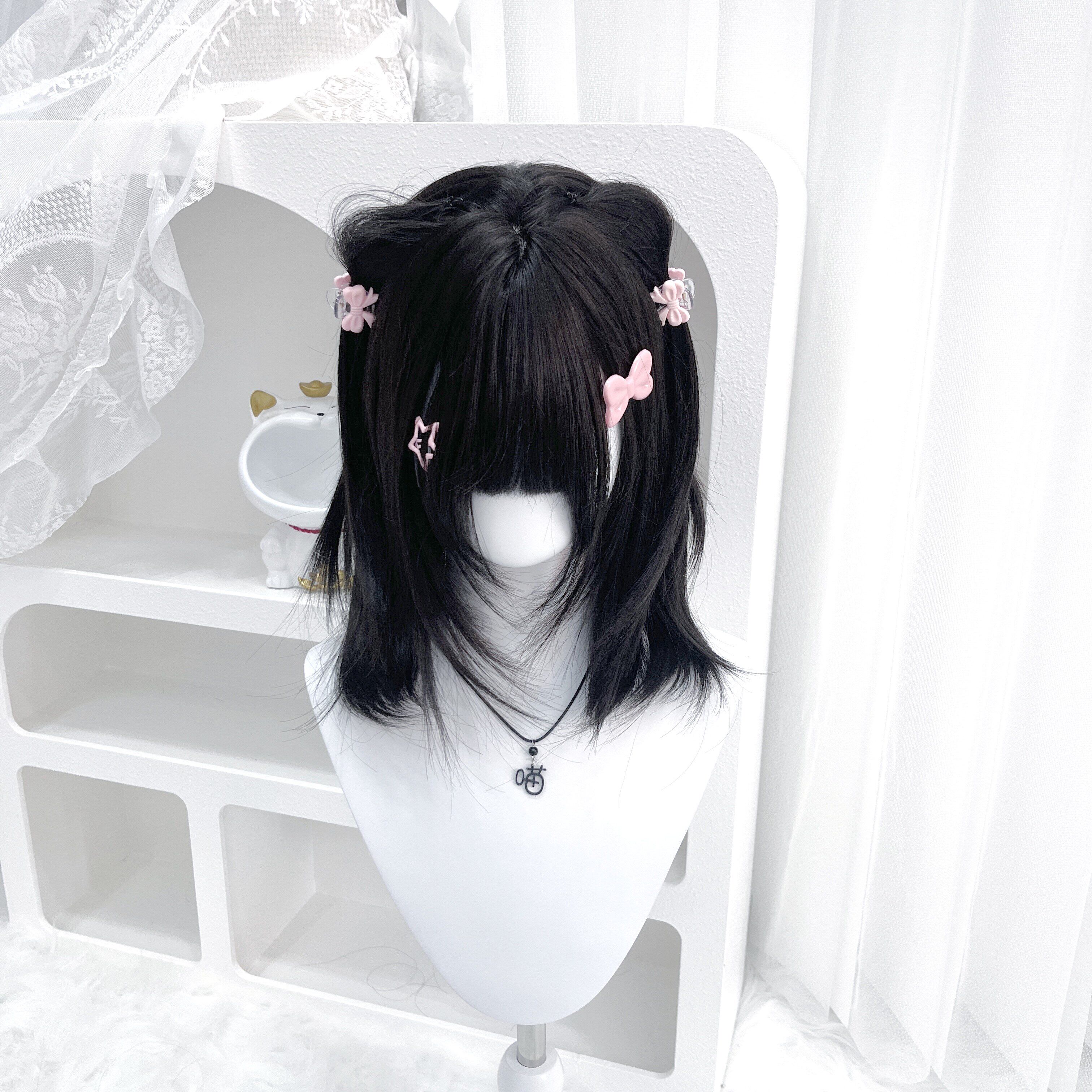 纤韵佳人假发女黑棕色lolita高层次锁骨发y2k网红日系短发全头套