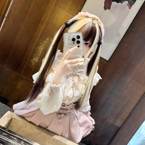 巧克力挑染金色假发女长发洛丽塔